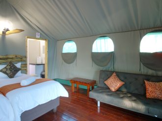 A luxury tent’s interior