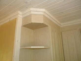 Detail Of A Corner Shelf, Meeting Cornices, Built-in Cupboards And Ceiling